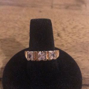 Silver and Crystal Three Stone Ring